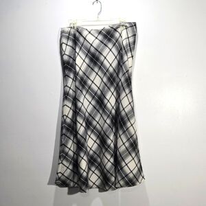 East 5th Black and White Plaid Midi Skirt 14